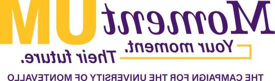 The MomentUM campaign logo with the text "Momentum. Your moment. Their future. The campaign for the University of Montevallo.